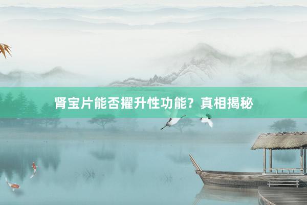 肾宝片能否擢升性功能？真相揭秘